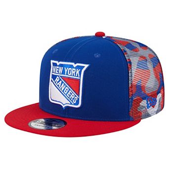 Men's New Era Blue/Red New York Rangers Camo Meshback 9FIFTY Snapback Hat