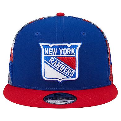 Men's New Era Blue/Red New York Rangers Camo Meshback 9FIFTY Snapback Hat