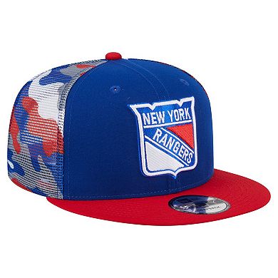 Men's New Era Blue/Red New York Rangers Camo Meshback 9FIFTY Snapback Hat