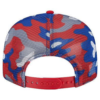 Men's New Era Blue/Red New York Rangers Camo Meshback 9FIFTY Snapback Hat