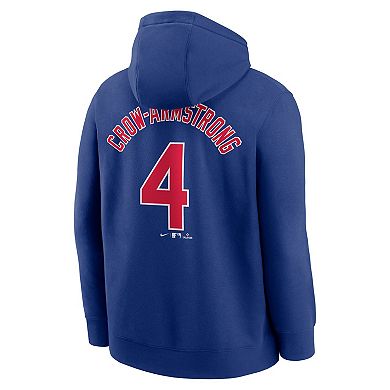 Men's Nike Pete Crow-Armstrong Royal Chicago Cubs Player Name & Number Club Fleece Pullover Hoodie