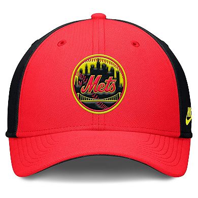 Men's Nike Crimson/Black New York Mets Neon 90s Rise SwooshFlex Hat