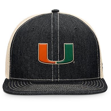 Men's Fanatics Black/Natural Miami Hurricanes Legend Trucker Snapback Hat