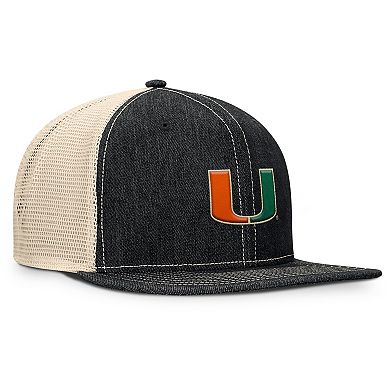 Men's Fanatics Black/Natural Miami Hurricanes Legend Trucker Snapback Hat