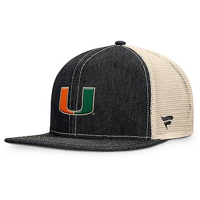 Men's Fanatics Black/Natural Miami Hurricanes Legend Trucker Snapback Hat
