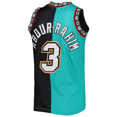 Men's Mitchell & Ness Shareef Abdur-Rahim Turquoise/Black Vancouver Grizzlies Hardwood Classics 1996/97 Split Swingman Jersey