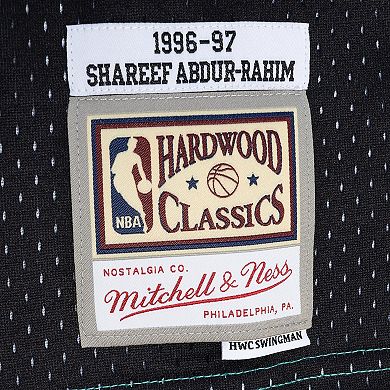 Men's Mitchell & Ness Shareef Abdur-Rahim Turquoise/Black Vancouver Grizzlies Hardwood Classics 1996/97 Split Swingman Jersey