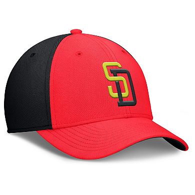 Men's Nike Crimson/Black San Diego Padres Neon 90s Rise SwooshFlex Hat