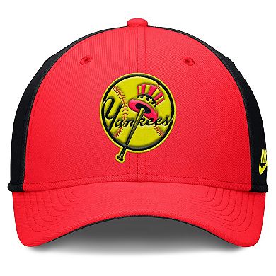 Men's Nike Crimson/Black New York Yankees Neon 90s Rise SwooshFlex Hat