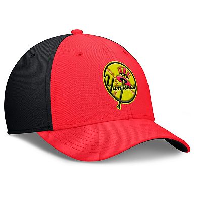 Men's Nike Crimson/Black New York Yankees Neon 90s Rise SwooshFlex Hat