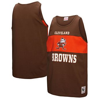 Men's Mitchell & Ness Brown Cleveland Browns Retro Colorblock Tank Top