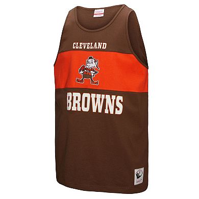 Men's Mitchell & Ness Brown Cleveland Browns Retro Colorblock Tank Top