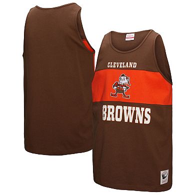 Men's Mitchell & Ness Brown Cleveland Browns Retro Colorblock Tank Top