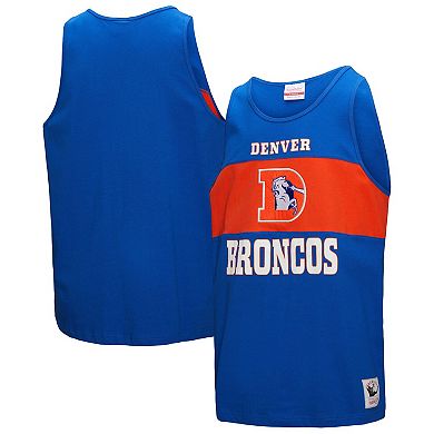 Men's Mitchell & Ness Royal Denver Broncos Retro Colorblock Tank Top