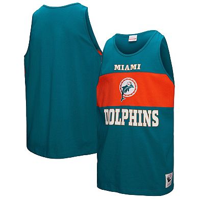Men's Mitchell & Ness Aqua Miami Dolphins Retro Colorblock Tank Top