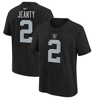 Youth Nike Ashton Jeanty Black Las Vegas Raiders 2025 NFL Draft First Round Pick Name & Number T-Shirt