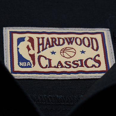 Men's Mitchell & Ness Black Philadelphia 76ers Hardwood Classics Camp Shirt