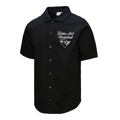 Men's Mitchell & Ness Black Golden State Warriors Hardwood Classics Camp Shirt