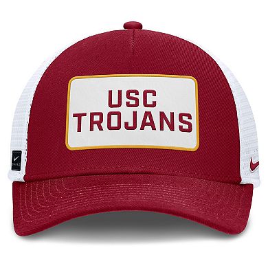 Men's Nike Cardinal/White USC Trojans 2025 On-Field Rise Patch Trucker Adjustable Hat