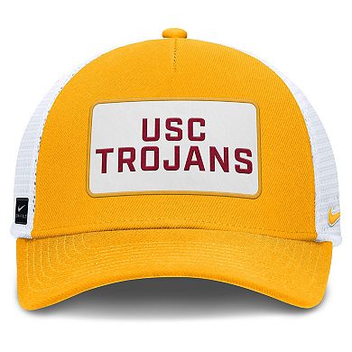 Men's Nike Gold/White USC Trojans 2025 On-Field Rise Patch Trucker Adjustable Hat