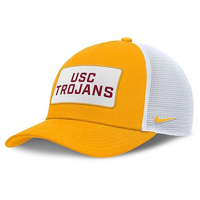 Men's Nike Gold/White USC Trojans 2025 On-Field Rise Patch Trucker Adjustable Hat