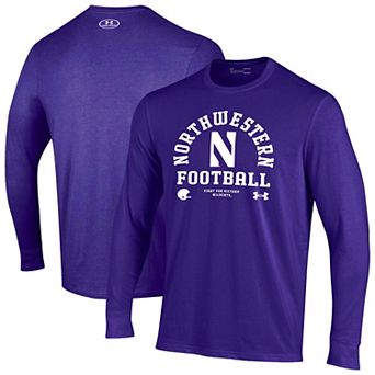 Men's Under Armour Purple Northwestern Wildcats 2025 Sideline Football Performance Cotton Long Sleeve T-Shirt