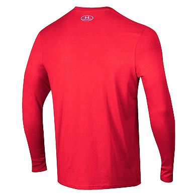 Men's Under Armour Red Utah Utes 2025 Sideline Football Performance Cotton Long Sleeve T-Shirt
