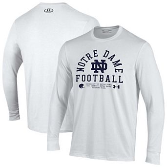 Men's Under Armour White Notre Dame Fighting Irish 2025 Sideline Football Performance Cotton Long Sleeve T-Shirt