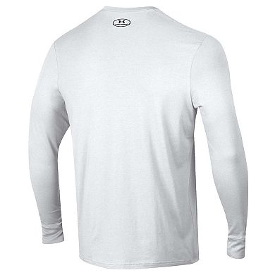 Men's Under Armour White Notre Dame Fighting Irish 2025 Sideline Football Performance Cotton Long Sleeve T-Shirt