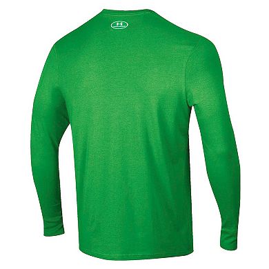 Men's Under Armour Kelly Green Notre Dame Fighting Irish 2025 Sideline Football Performance Cotton Long Sleeve T-Shirt