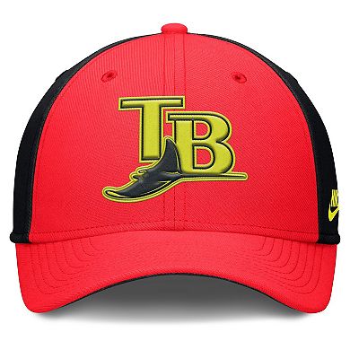 Men's Nike Crimson/Black Tampa Bay Rays Neon 90s Rise SwooshFlex Hat