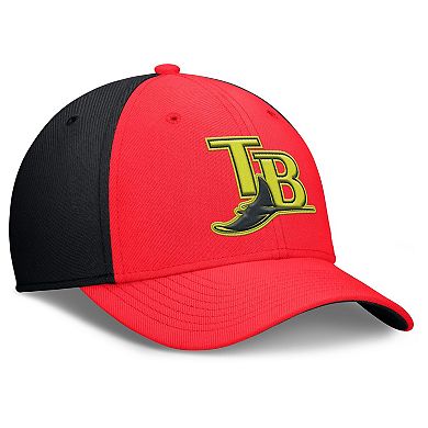 Men's Nike Crimson/Black Tampa Bay Rays Neon 90s Rise SwooshFlex Hat