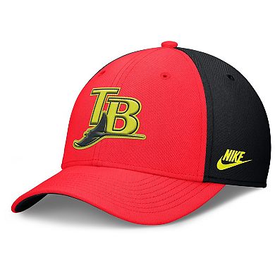 Men's Nike Crimson/Black Tampa Bay Rays Neon 90s Rise SwooshFlex Hat
