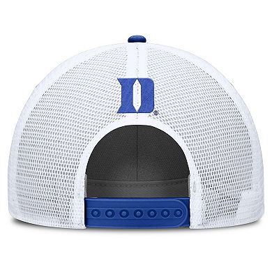 Men's Nike Royal/White Duke Blue Devils 2025 On-Field Rise Patch Trucker Adjustable Hat