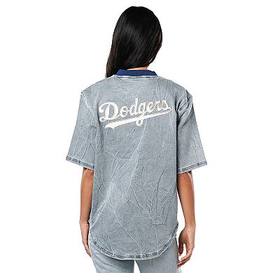 Women's The Wild Collective Denim Los Angeles Dodgers Denim Full-Zip Top
