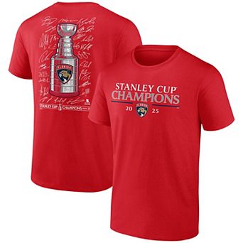 Men's Fanatics Red Florida Panthers 2025 Stanley Cup Champions Signature Roster T-Shirt