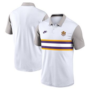 Men's Nike White/Gray LSU Tigers Athletic Prep Legacy Logo Vapor Performance Polo