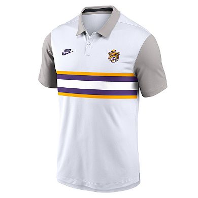 Men's Nike White/Gray LSU Tigers Athletic Prep Legacy Logo Vapor Performance Polo