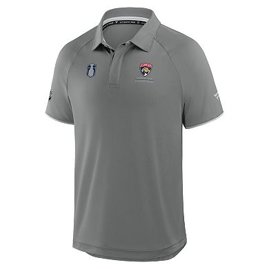 Men's Fanatics Gray Florida Panthers 2025 Stanley Cup Champions Authentic Pro Polo