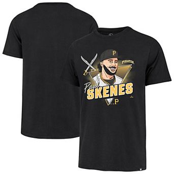 Men's '47 Paul Skenes Black Pittsburgh Pirates Player Caricature Franklin T-Shirt