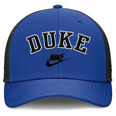 Men's Nike Royal/Black Duke Blue Devils Legacy Arch Rise Performance Trucker Adjustable Hat
