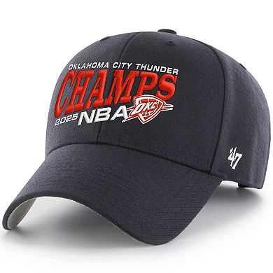 Men's '47 Navy Oklahoma City Thunder 2025 NBA Finals Champions Slanted Text MVP Adjustable Hat