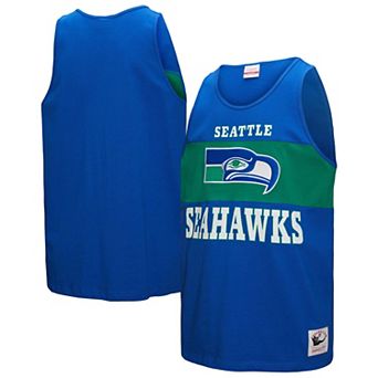 Men's Mitchell & Ness Royal Seattle Seahawks Retro Colorblock Tank Top