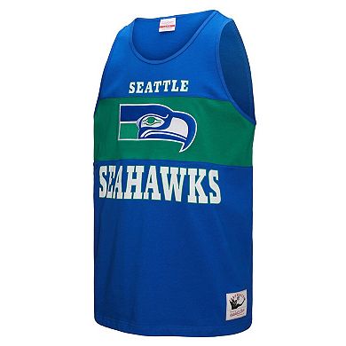 Men's Mitchell & Ness Royal Seattle Seahawks Retro Colorblock Tank Top