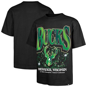 Men's '47 Black Milwaukee Bucks Past Champs Collection Flashbulb Foundation T-Shirt