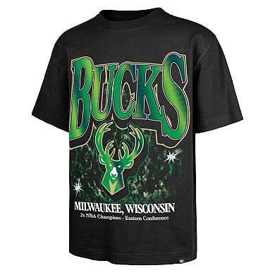 Men's '47 Black Milwaukee Bucks Past Champs Collection Flashbulb Foundation T-Shirt