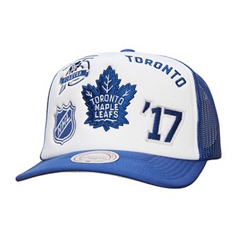 Men's Mitchell & Ness White/Blue Toronto Maple Leafs Gridlock Trucker Adjustable Hat