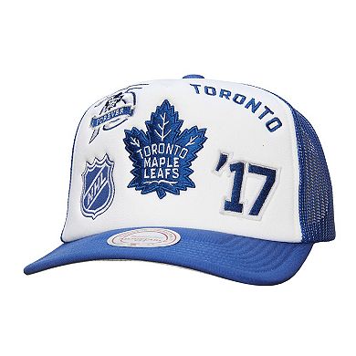 Men's Mitchell & Ness White/Blue Toronto Maple Leafs Gridlock Trucker Adjustable Hat