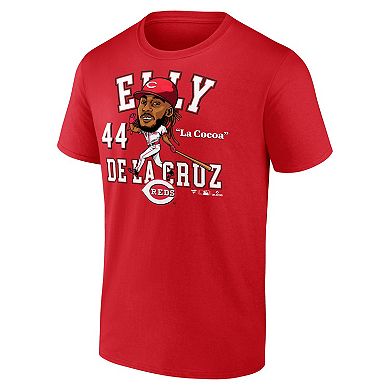 Men's Fanatics Elly De La Cruz Athletic Red Cincinnati Reds Hometown Caricature T-Shirt