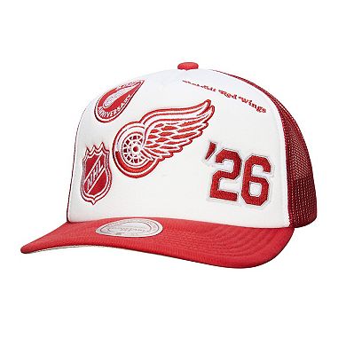 Men's Mitchell & Ness White/Red Detroit Red Wings Gridlock Trucker Adjustable Hat